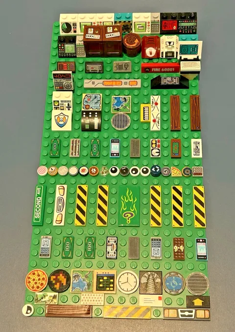 LEGO Assorted Printed Sticker Bricks and Tiles Large Lot - Vintage & Recent