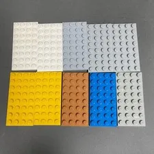 Lego 3035 Baseplates Gray White Blue Brown Yellow 8 x 4 Replacement Lot of 10