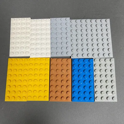 Lego 3035 Baseplates Gray White Blue Brown Yellow 8 x 4 Replacement Lot of 10