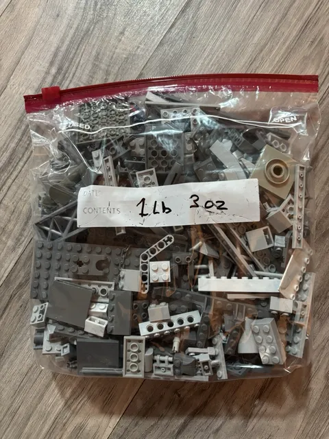 LEGO Grey Assorted Lot 1lb 3oz