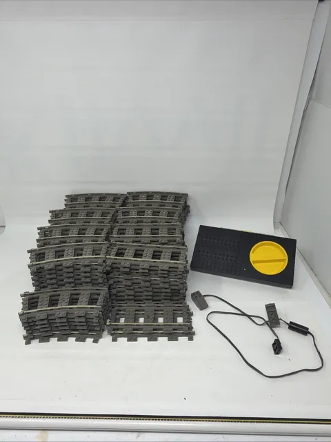 Huge Lot 88 Lego 9V Train Track Gray Pieces 66 Curved & 22 Straight & Regulator