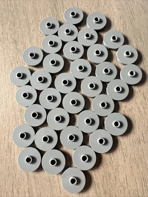 LEGO 18674 Dark Bluish Gray Tile, Round 2 x 2 with Open Stud 31 Pieces
