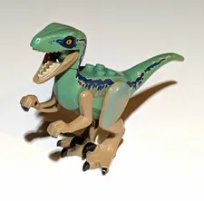 LEGO Velociraptor Printed Dinosaur Figure - Green & Tan Plastic Animal