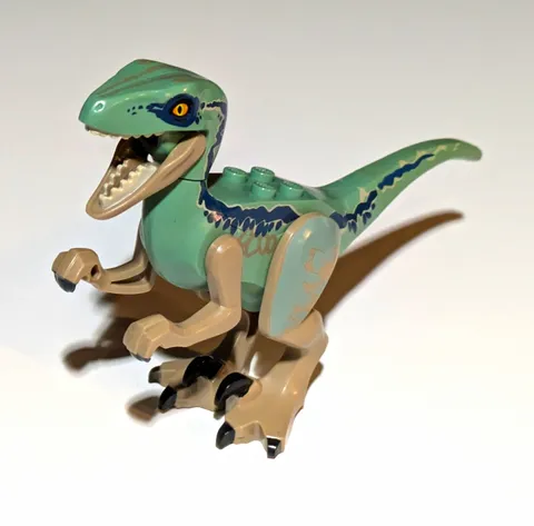 LEGO Velociraptor Printed Dinosaur Figure - Green & Tan Plastic Animal