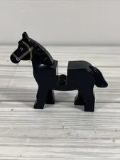 LEGO 4493c01pb02 Black Horse Brown Bridle 1980s Moving Head