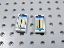 LEGO Lot of 2 White Printed 1x2 Smartphone Debit Credit Card Pattern Minifig BG