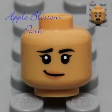 NEW Lego Female Medium FLESH MINIFIG GIRL SMILE HEAD w/Dark Brown Black Eyebrows