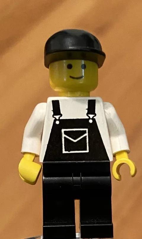 LEGO Classic Town City Boy Girl Minifig, Black Overalls, Solid Stud Head