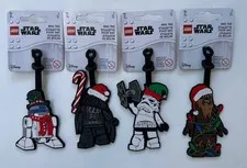 NEW LEGO Lot of 4 Christmas Star Wars Vader Chewbacca R2-D2 Trooper Luggage Tags