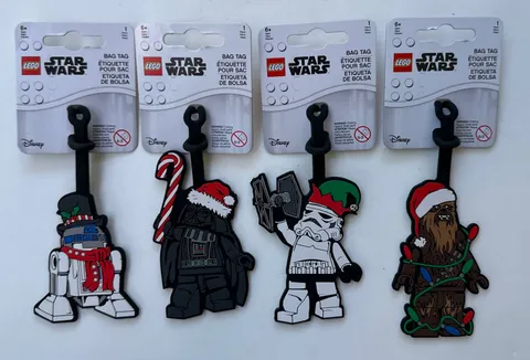 NEW LEGO Lot of 4 Christmas Star Wars Vader Chewbacca R2-D2 Trooper Luggage Tags