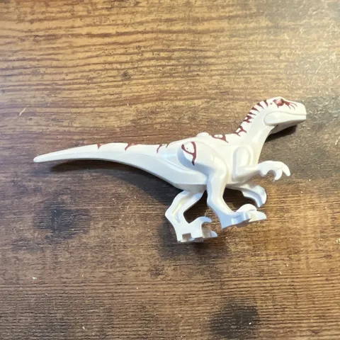 LEGO White Velociraptor Dinosaur Animal Figure, Red Printed Markings, 1 Piece