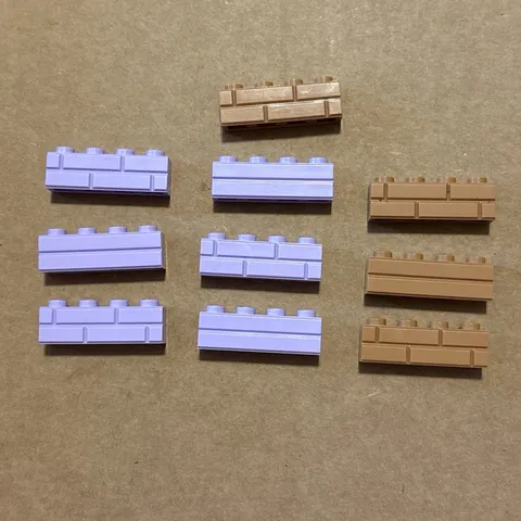 Lot Of 10 LEGO PARTS 1x4 Modified Brick w Masonry Profile #15533