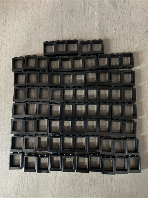LEGO 60592 Black Window 1 x 2 x 2 Flat Front 75 Pieces