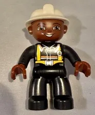 Duplo Lego African American Fire Fighter Minifig Minifigure