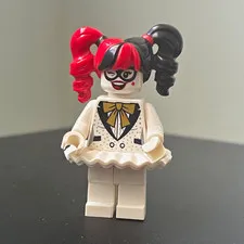 LEGO Disco Harley Quinn Minifigure (White Outfit) Red & Black Pigtails