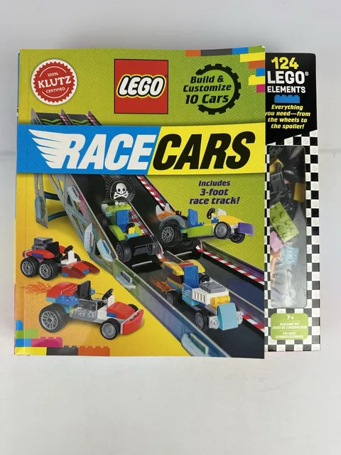 Klutz LEGO Race Cars Activity Kit 124 Pieces 3-Ft Track Build 10 Cars