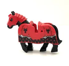 Lego HORSE Black Armored Red Barding From 70402 Gatehouse Raid