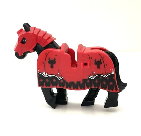 Lego HORSE Black Armored Red Barding From 70402 Gatehouse Raid