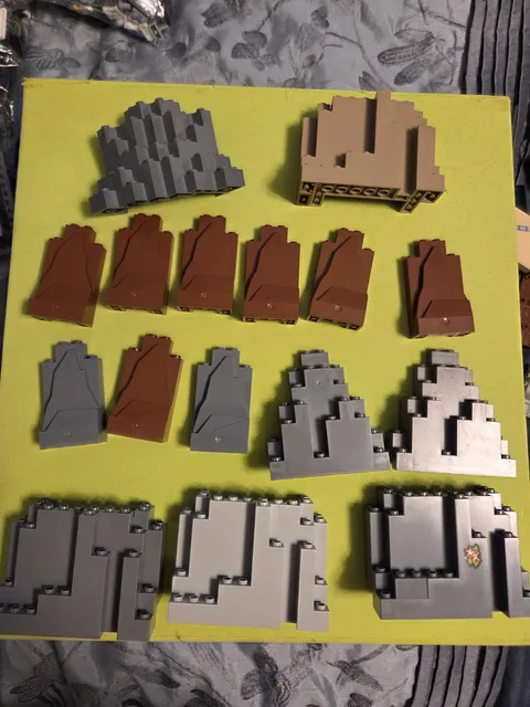 Huge Lego Lot Rock Panel Wall Gray, Tan & Brown, Various Shapes
