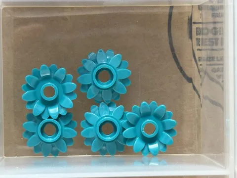 LEGO Parts - Dark Turquoise Plant Flower 2 x 2 Round 16 Petals - No 6901 - QTY 5