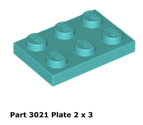 LEGO - Dark Turquoise 2x3 Plate (3021) - 100 New Pieces - Authentic LEGO