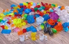 Translucent Legos Assorted Pieces Including 3 Minifigure Drinks Cups Over 180pc