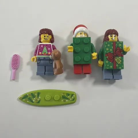Lot Of 3 + Accessories LEGO BAM Holiday Present Minifigures Mini Fig Christmas