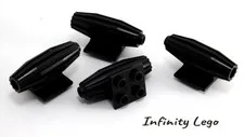 4 LEGO Vintage Black Ridged Jet Engine with 2 x 2 Top Plate (4229) - 4 Pieces