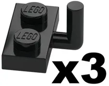 Lego Part 4623 Black PLATES Modified 1 x 2 Bar Arm Up Qty 3 BK1