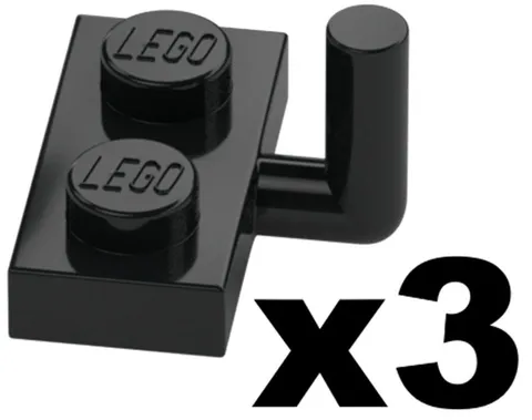 Lego Part 4623 Black PLATES Modified 1 x 2 Bar Arm Up Qty 3 BK1