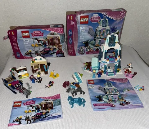 Lego Lot Frozen 41062 Elsa’s Sparkling Ice Castle 41066 Anna Kristoff’s Sleigh