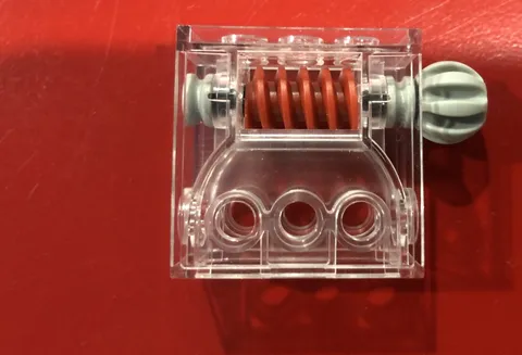LEGO PART 4716/6588 TECHNIC GEARBOX ASSEMBLY 2X4X3 1/3 CLEAR WITH RED WORM GEAR