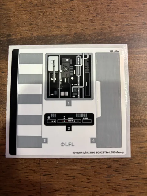 Genuine LEGO Sticker Sheet for Set #75355 UCS X-Wing (2023) - NEW AND UNUSED