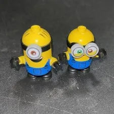 LEGO Minion Stuart & Bob Minifigure Blue Overalls Lot Of 2