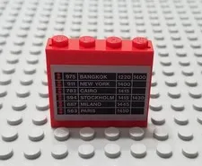 LEGO Red 1x4x3 Panel with Train Station Stop Sticker