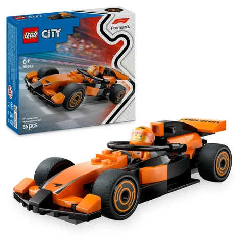 LEGO City F1 Rennfahrer mit McLaren Rennauto - Spielzeug Formel 1 Modell mit Ren