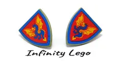 2 LEGO Vintage Triangular Shield with Blue & Yellow Dragon Castle Knights (3846)