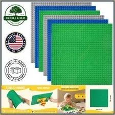 6 Pack Classic Baseplates 10" x 10" for Building Bricks, Safe for Kids 3+