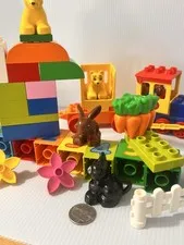 Lot Of Lego Duplo Animals Train Numbers Bricks Cat Bunny Fence Figure Over 30pc