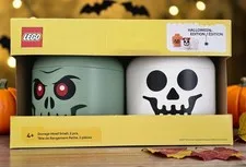 LEGO Halloween Storage Heads Zombie Skeleton Small 2pc NIB 4311