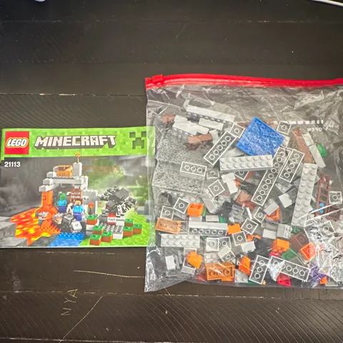 LEGO Minecraft The Cave 21113 249 pcs Missing Steve Minifig and Pickaxe