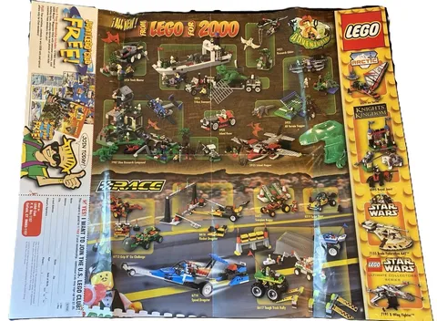 LEGO 2000 Fold-Out Catalog Poster Soccer Star Wars Adventurers Racers LEGO Club