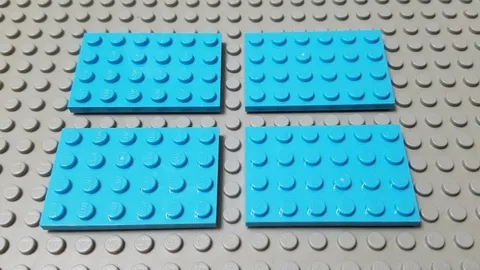 LEGO Lot of 4 Medium Azure 4x6 Plate Pieces