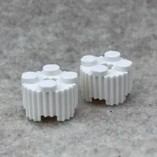LEGO 92947 White Brick, Round 2 x 2 W/ Axle Hole & Grille / Fluted Profile (x2)