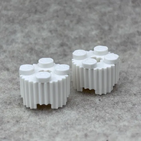 LEGO 92947 White Brick, Round 2 x 2 W/ Axle Hole & Grille / Fluted Profile (x2)