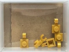 LEGO Parts - Pearl Gold Plate 1 x 1 with Open O Clip - No 61252 - QTY 5