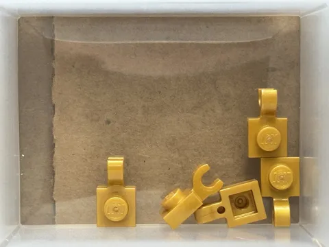 LEGO Parts - Pearl Gold Plate 1 x 1 with Open O Clip - No 61252 - QTY 5