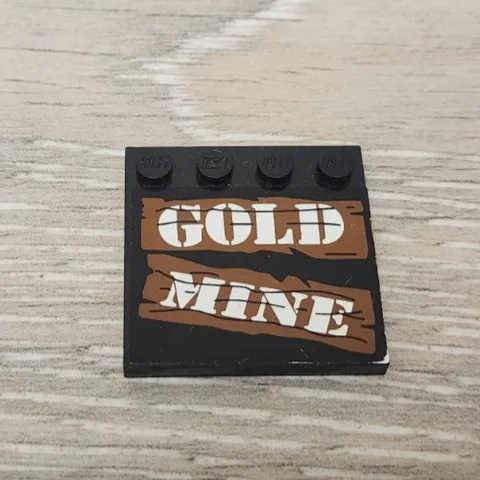 Lego 6179pb006 Black Tile Modified 4 x 4 with Studs on Edge White GOLD MINE