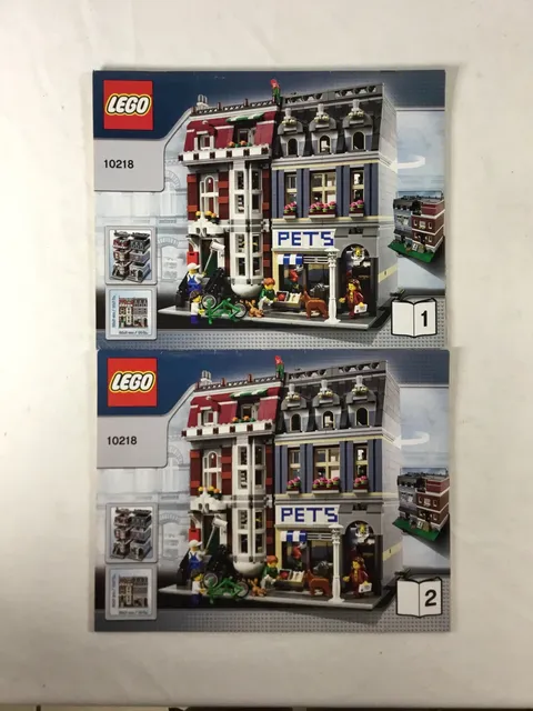 2 Lego PETS Creator Pet Shop Manuals 10218 (1 + 2) No Legos Manuals Only