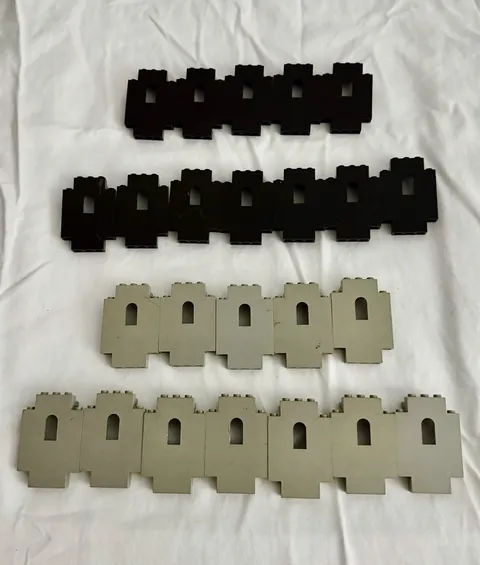 LEGO Vintage Knights Castle Walls Pieces 4444 Panels Light old Grey & Black - 24
